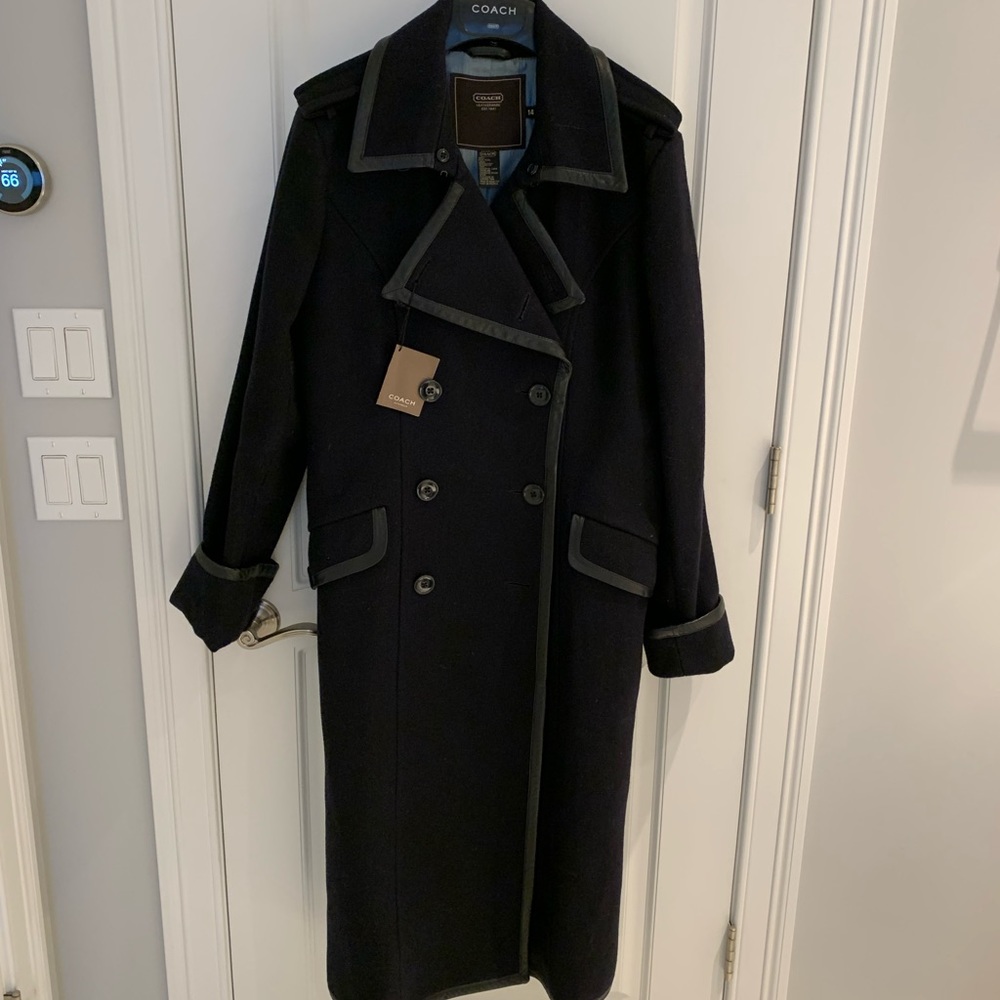 Coach  Black Wool ankle length coat size 14